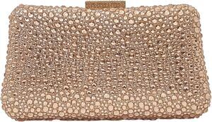 Women Evening Handbag Sparkly Rhinestones Crystals Rose Gold NEW